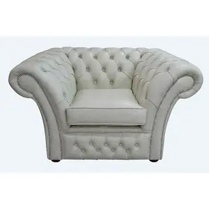 Chesterfield Club Armchair Stella Ice Real Leather In Balmoral Style