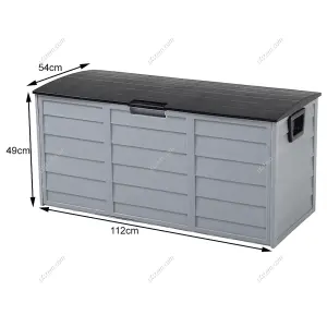 112cm W Waterproof Lockable Outdoor Garden Storage Box, Light Grey