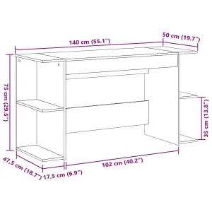 Berkfield Desk Smoked Oak 140x50x75 cm Engineered Wood