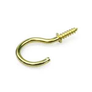 SCREWD 25mm Brass Plated Cup Hook Kit for Creating Extra Room in the Kitchen, Bathroom and Office - Pack of 32