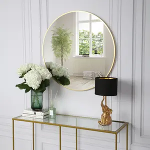 Sasheer - Round Framed Wall Mounted Mirror Gold / 60cm H x 60cm W