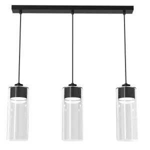 Milagro Clarissa Designer Pendant Lamp Hand Made From Matt Black Metal And Elegant Glass Shades