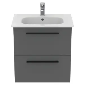 Ideal Standard i.life A Standard Matt Quartz Grey Wall-mounted Bathroom Vanity unit (H) 630mm (W) 600mm