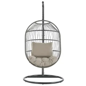 Hanging Chair with Stand ALBA PE Rattan Black