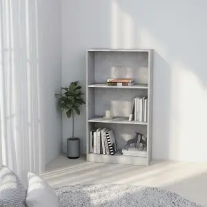 Berkfield 3-Tier Book Cabinet Concrete Grey 60x24x109 cm Engineered Wood