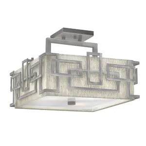 Elstead Lanza 3 Light Semi Flush Mount Ceiling Light Nickel, E27