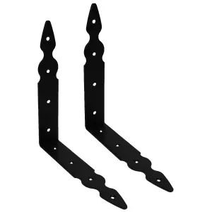 Pack of 2 x Black Corner Brackets - 200 x 200 mm Steel Right Angle Braces L Shaped Metal Bracket 90 Degree Corner Braces