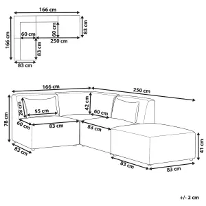 Right Hand 3 Seater Modular Jumbo Cord Corner Sofa with Ottoman Off White LEMVIG