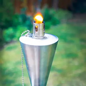 Harbour Housewares - Metal Cone Garden Fire Torches - 146cm - Silver - Pack of 2