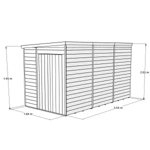 BillyOh Switch Tongue and Groove Pent Wooden Shed - 12x6 Windowless - 11mm Thickness