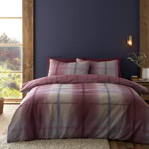 Cotton Chequered Duvet Cover Set with Pillowcases Kingsize Duvet Cover + 2 Standard Pillowcases