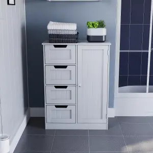 Hayle Matt White Freestanding Single Bathroom Drawer cabinet (H) 810mm (W) 600mm