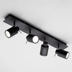 Litecraft Hugo Black 4 Light Bathroom Ceiling Spotlight Bar