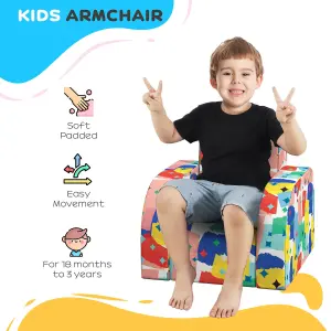 AIYAPLAY Kids Armchair, Foldable Toddler Chair for Bedroom - Multicoloured