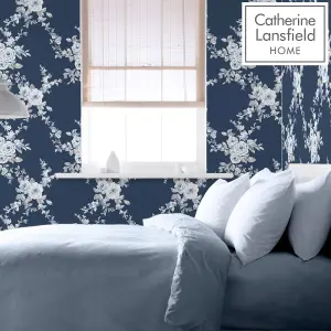 Muriva Catherine Lansfield Designer Canterbury Floral Country bouquets Wallpaper Blue 165505