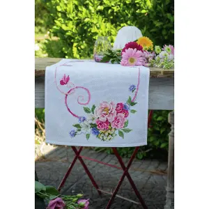 T/RUNNER FLWRS BOUQUET - Counted Cross Stitch Kit: Table Runner: Classic Flowers Bouquet - Vervaco