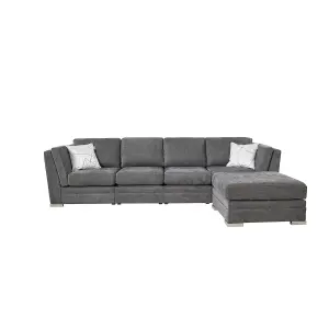 The Great British Sofa Company Charlotte 4 Seater Dark Grey Sofa With Footstool