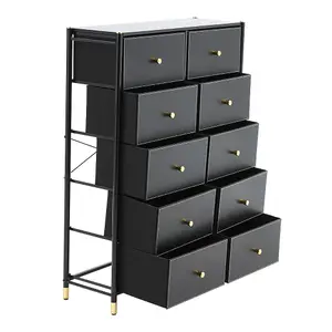 Black Plastic Storage Cabinet with 10 Drawers