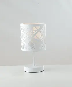 Luminosa BATIK Table Lamp with Round Shade White 13x19cm