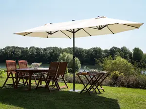 Double Canopy Garden Parasol 2.7 x 4.6 m Light Beige SIBILLA