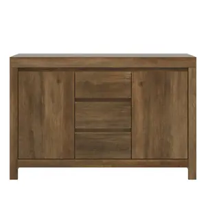 Ellani Cubbot 116Cm Wide 2 Door 3 Drawer Sideboard Knotty Oak