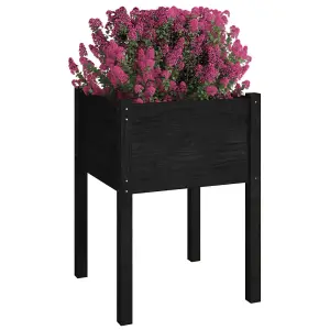 Berkfield Garden Planters 2 pcs Black 50x50x70 cm Solid Pinewood