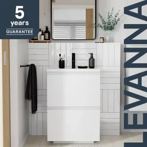 GoodHome Levanna Matt White Double Freestanding Bathroom Cabinet (H) 850mm (W) 600mm