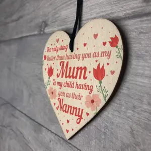 Red Ocean Mum Nanny Gifts Wooden Heart Mothers Day Gift Card New Baby Announcement Thank You Gift