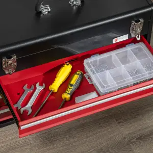 DURHAND Lockable 3 Drawer Tool Chest with Ball Bearing Slide Drawers Black