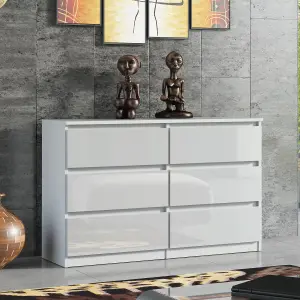 6-Drawer Chest of Drawers 120cm White - Creative Furniture