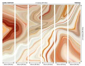 Origin Murals Marble Orange Matt Smooth Paste the Wall Mural 300cm wide x 240cm high