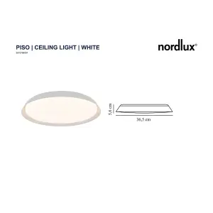 Nordlux Piso Indoor Living Dining Kitchen Bedroom Ceiling Light In White (Diam) 36.5cm