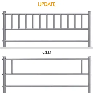 Yaheetech Silver 4ft6 Double Metal Bed Frame with Slatted Headboard and Footboard