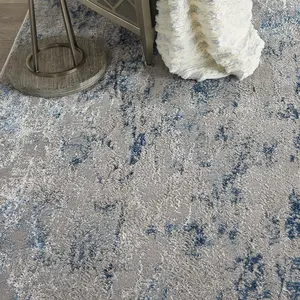 Grey Blue Modern Floral Optical/ (3D) Rug Easy to clean Living Room and Bedroom-160cm X 221cm