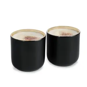 La Cafetiere Edited Set of 2 Insulated Black and Gold Mugs