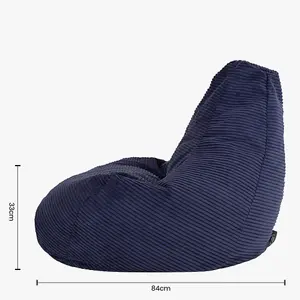 icon Dalton Corduroy Bean Bag Chair & Pouffe Navy Blue Recliner Bean Bags