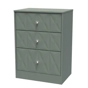 San Jose Ready assembled Green 3 Drawer Chest (H)791mm (W)746mm (D)395mm