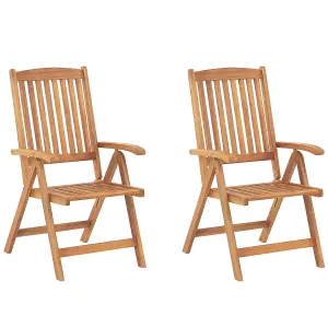 Set of 2 Garden Chairs JAVA Acacia Wood Light Wood