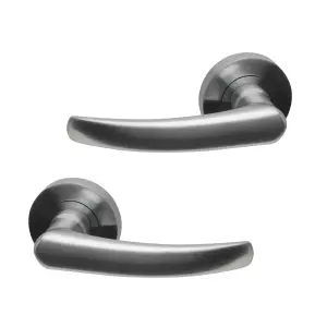 Intelligent Hardware - Internal Door Handle - Pair - Lever on Round Rose - Alpine - Satin Chrome