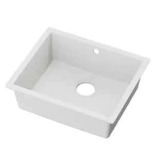 GoodHome Sorrel White Composite quartz 1 Bowl Kitchen sink 550mm x 460mm