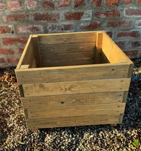 Large Square Wooden Garden Planter Plant Flower Trough Timber Box Pot Heavy Duty