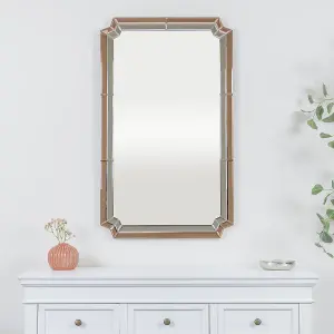 Melody Maison Rectangle Pink Glass Art Deco Wall Mirror 60cm x 100cm