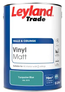 Leyland Trade Vinyl Matt Walls & Ceilings Emulsion Paint Turquoise Blue (RAL 5018) 5L