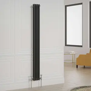 G-Rad Black Double Column Vertical Radiator - (H) 1800 x (W) 200mm