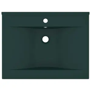 Berkfield Luxury Basin with Faucet Hole Matt Dark Green 60x46 cm Ceramic