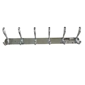 Brimix Chrome Matt 6 Hook Coat & Hat Hanging Rail 039-6