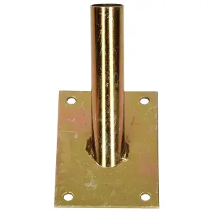 Single Flag Pole Holder - Wall Mounted Flag Pole Bracket, Galvanised (Gold), Rust and Weather Resistant, Heavy Duty