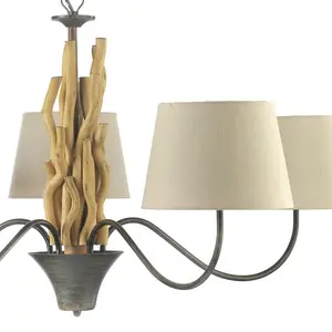 Luminosa Agar Large Multi Arm Chandelier With Shades, Natural Wood