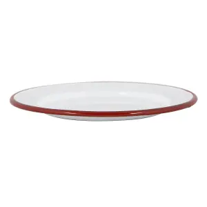 Argon Tableware - White Enamel Side Plates - 20cm - Red - Pack of 6