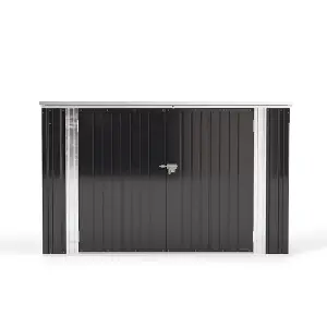 7 x 3 ft Metal Pent Garden Bike Bicycle Storage Shed Bike Store Outdoor Bike Storage Charcoal Black